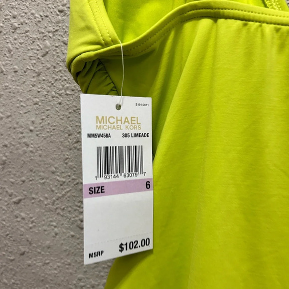 MICHAEL Michael Kors O-Ring One Piece Swimsuit Limeaid NWT Size 6 - Picture 3 of 8